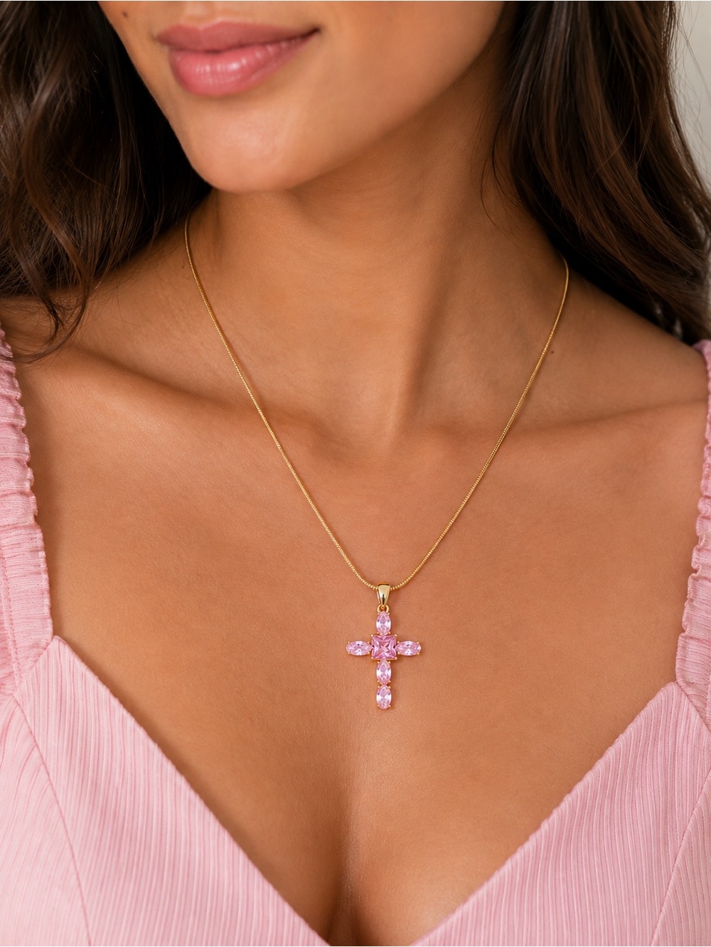 18 Gold Filled Cross Necklace